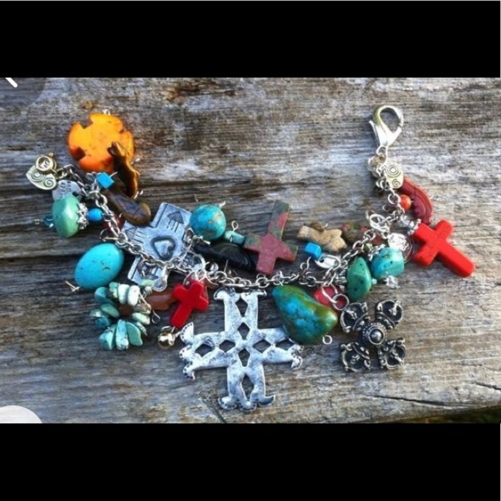 Gypsy charm bracelet full of crosses